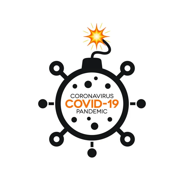 Coronavirus Bomb Burning Fuse Covid Lettering Bomb Icon White Background — Stock Vector