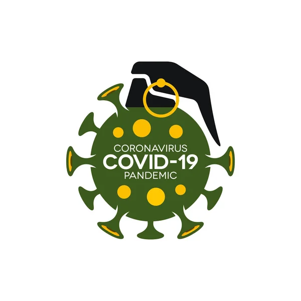 Coronavirus Covid Lettering Grenade Vector Icon Bomb Shaped Virus Symbol — Stock Vector