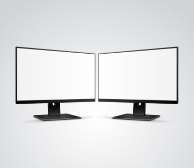 Boş bir ekran ile iki bilgisayar monitörleri Mockup