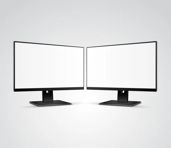 Boş bir ekran ile iki bilgisayar monitörleri Mockup