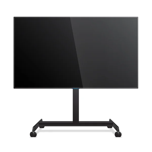 Επίπεδη Mockup Smart Tv για το Stand δαπέδου με ρόδες. Ρεαλιστική διάνυσμα οθόνη τηλεόρασης — Διανυσματικό Αρχείο