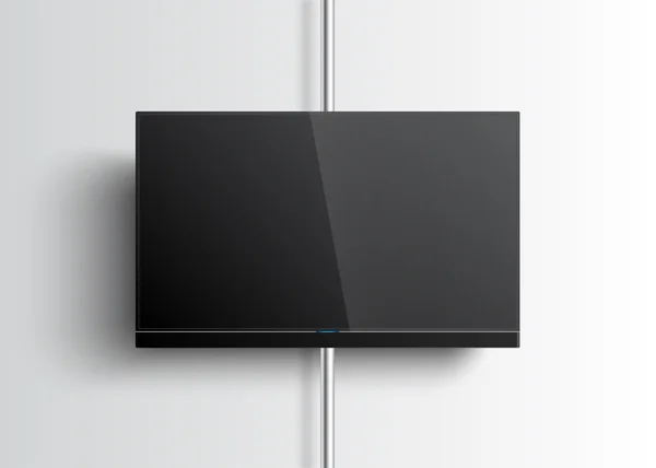 Akıllı Tv Mock-up. Vektör Tv ekranı. Duvarda asılı Tv açtı 