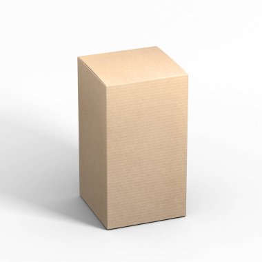 Uzun boylu kapalı karton kutu, 3d render