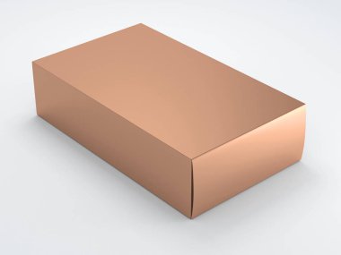Beyaz zemin üzerine altın kutusu. 3D render