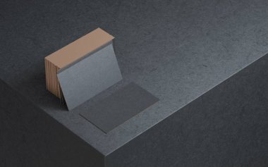 Siyah kartvizit mockup kenarlarda, 3d render altın folyo ile
