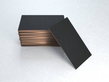 Siyah ve altın kartvizit mockup beyaz arka planda, 3d render