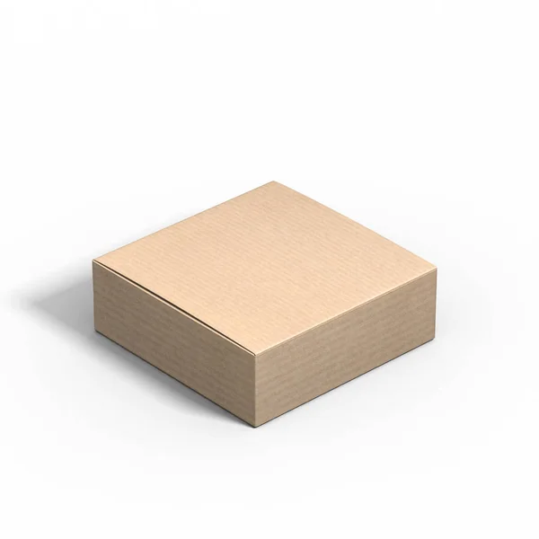 Mały kwadrat zamknięte pudełko tekturowe, renderowania 3d — Zdjęcie stockowe