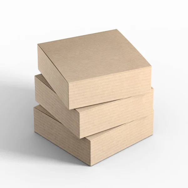 Tre scatole di cartone, rendering 3d — Foto Stock