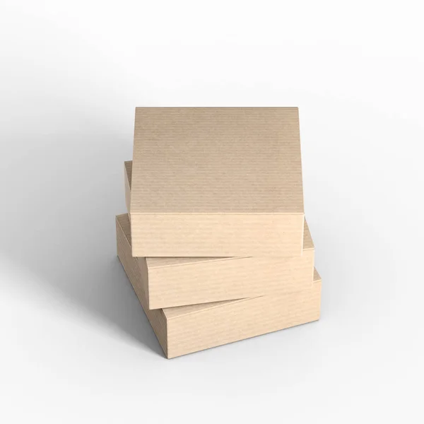 Three Cardboard boxes, 3d rendering — Stock Photo, Image