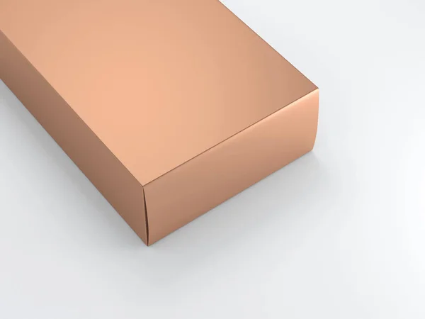 Cerrar Caja de oro sobre fondo blanco. renderizado 3d —  Fotos de Stock