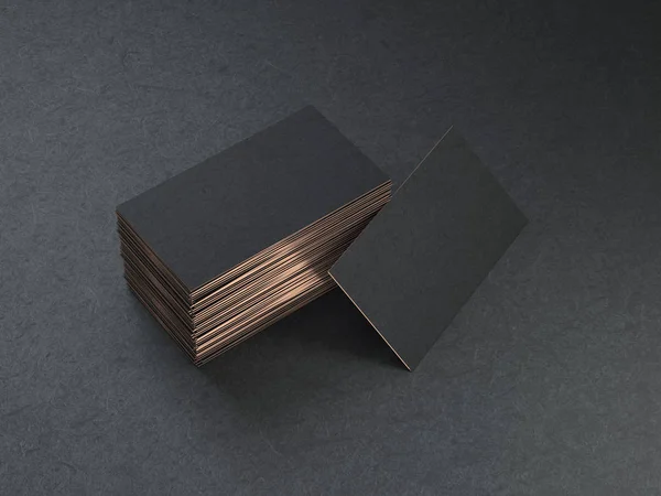Black and gold business cards, 3d rendering