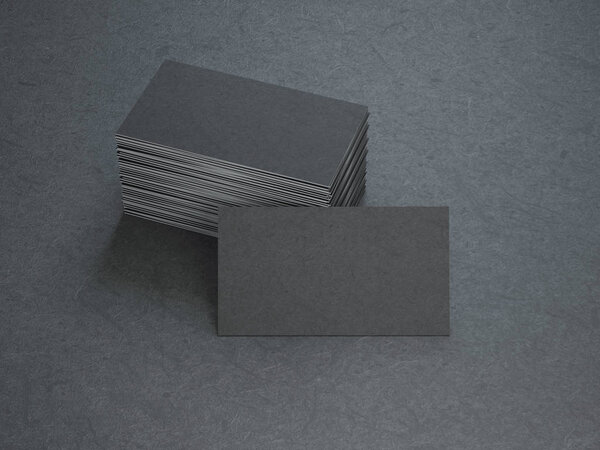 Black Business Cards, 3d rendering