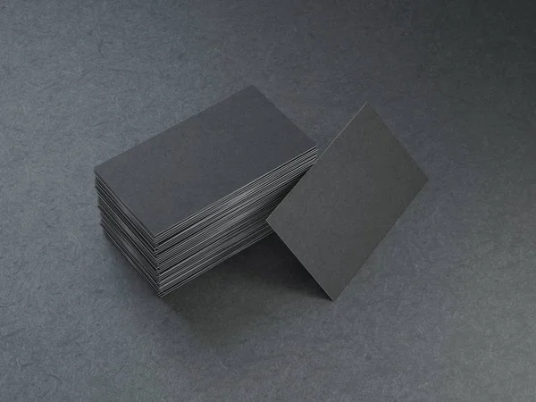 Black Business Cards on black background, 3d rendering