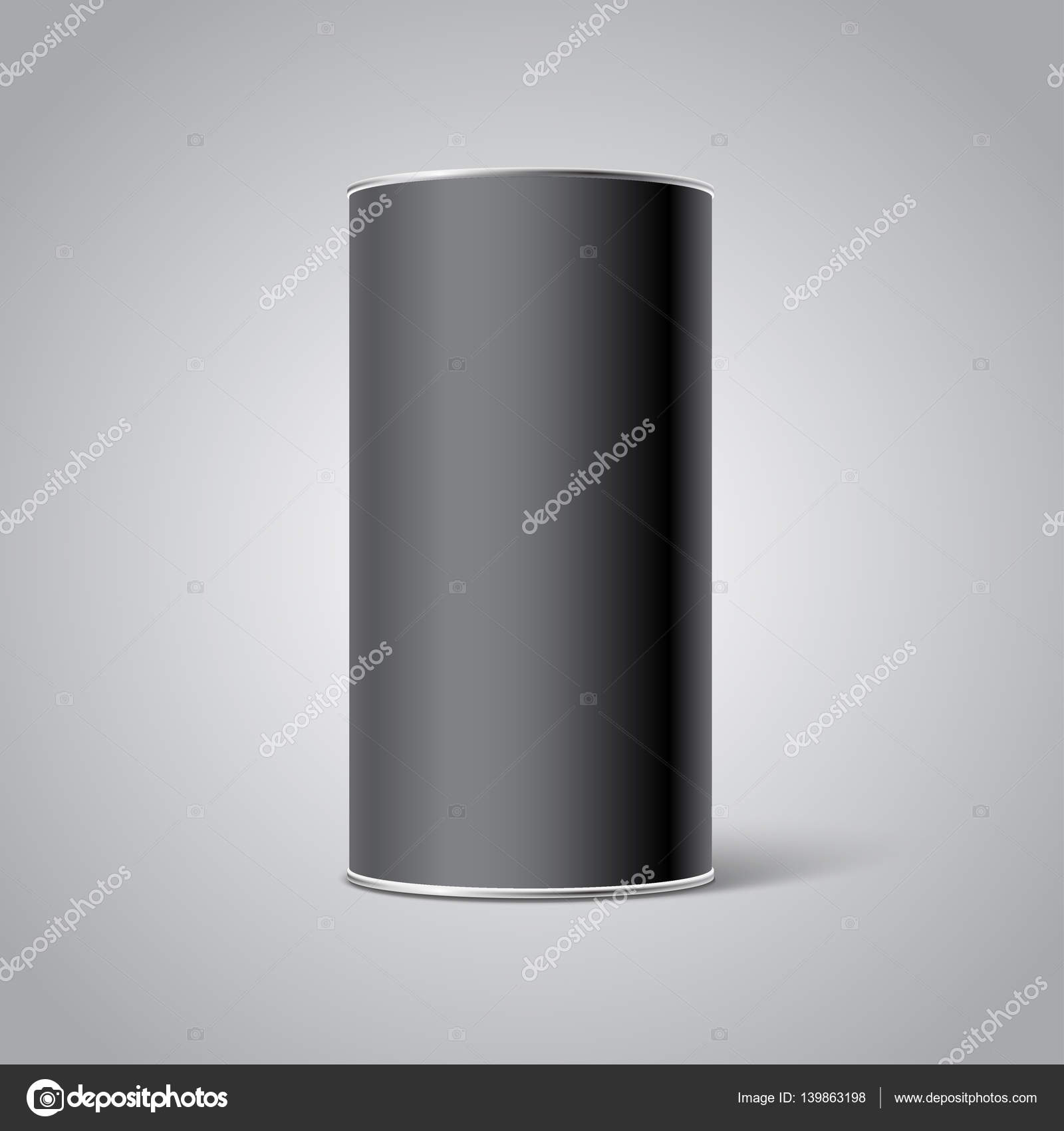 Download Mockup Of Black Matte Blank Tin Can Packaging On Grey Background Tea Coffee Dry Products Gift Box Vector Image By C Customdesigner Vector Stock 139863198