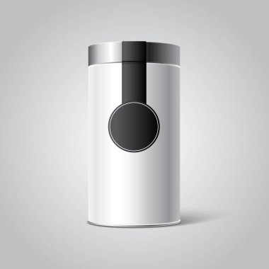 Mockup beyaz kalay ambalaj etiketi ile olabilir. Yer senin tasarım.