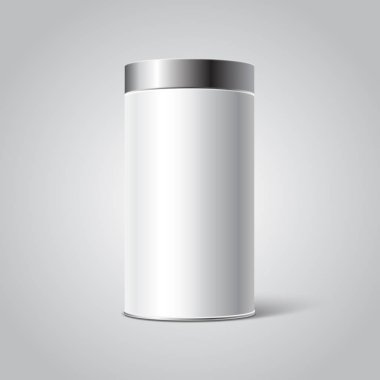 Mockup beyaz boş teneke ambalaj olabilir. Çay, kahve, Kuru ürünler, hediye kutusu