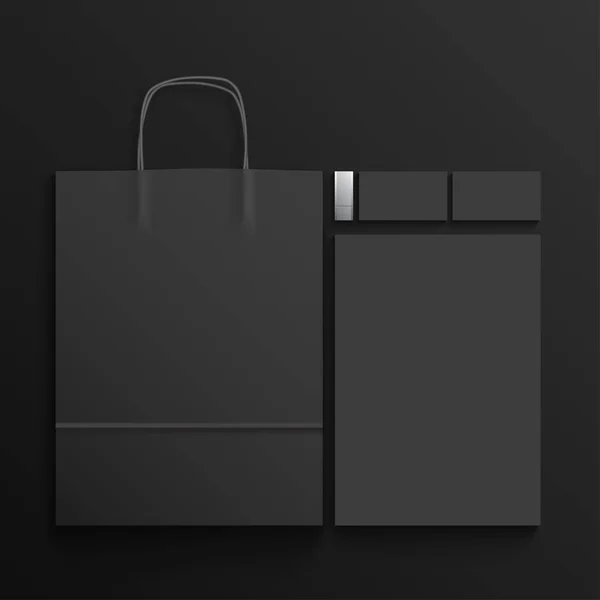 Ensemble d'éléments de marque sur fond noir. Maquette — Image vectorielle