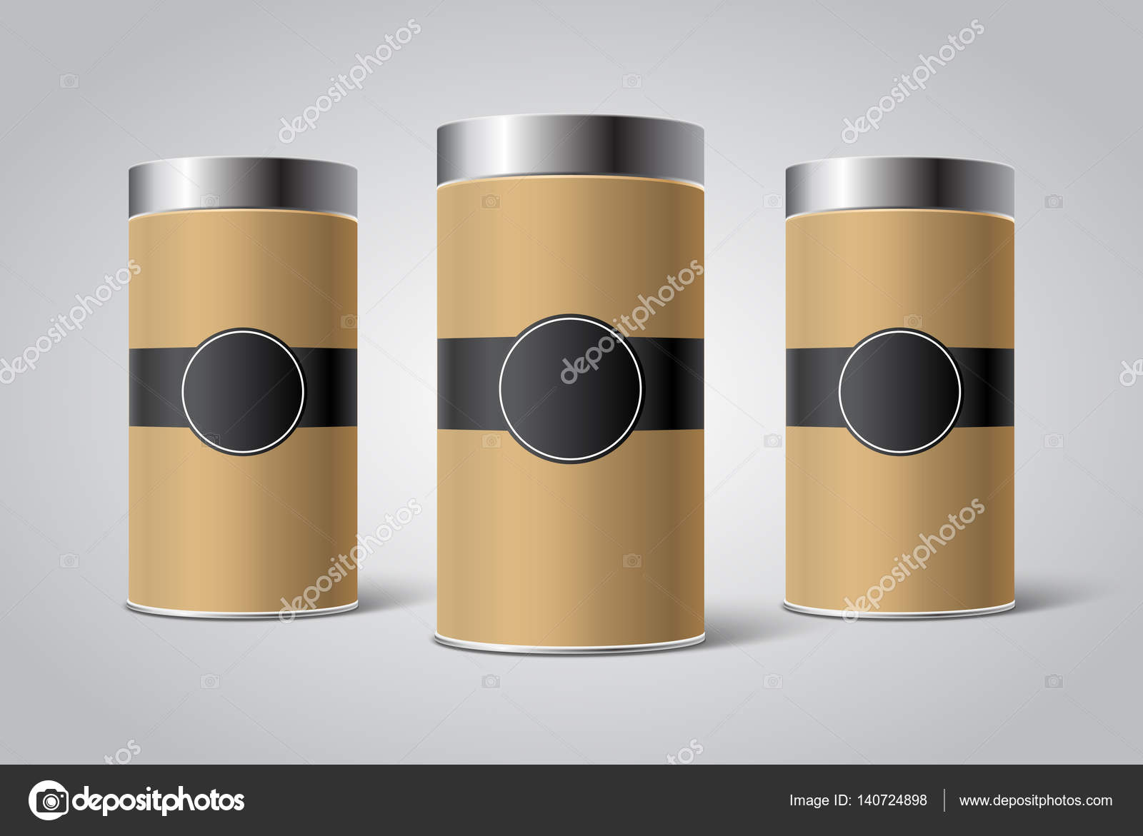 Download Mockup Of Three Kraft Cardboard Blank Tincan Packaging Stock Vector C Customdesigner 140724898 PSD Mockup Templates