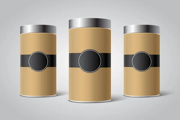 Mockup üç kraft karton boş Tincan ambalaj