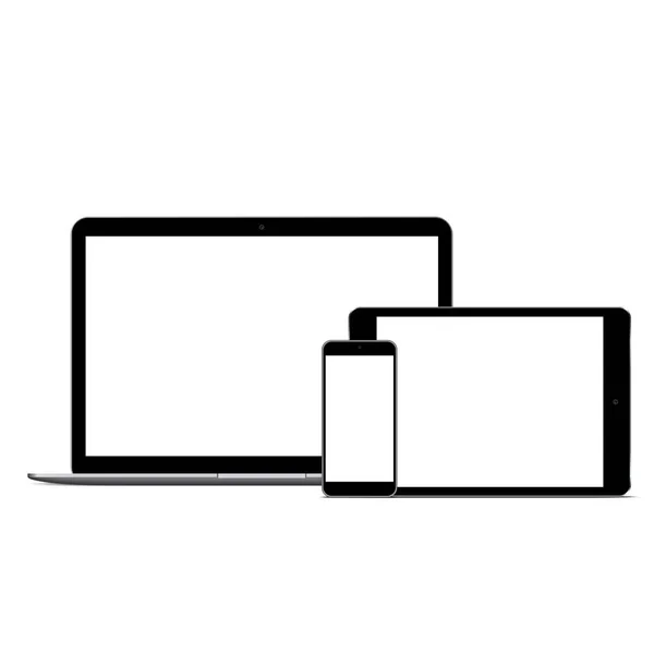 Smartphone-uri moderne și tablete digitale cu ecran alb gol — Vector de stoc