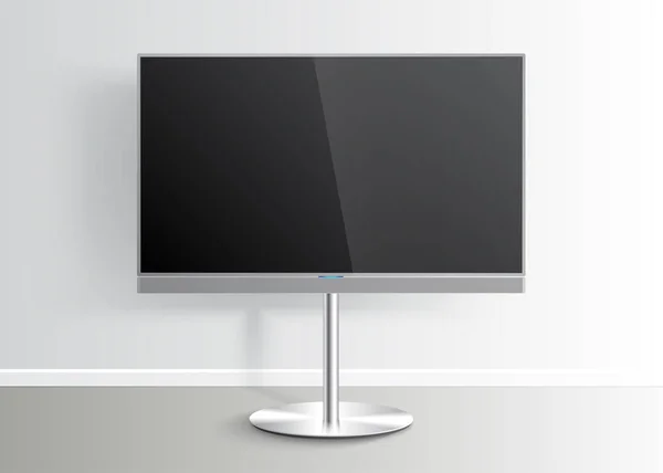 Téléviseur intelligent plat avec écran blanc sur le support de sol — Image vectorielle