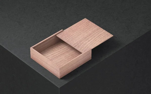 Embalaje abierto ataúd caja de madera. renderizado 3d — Foto de Stock