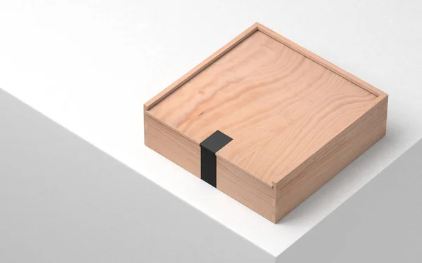 Cajas ataúdes de madera con pegatina negra, madera contrachapada. renderizado 3d — Foto de Stock