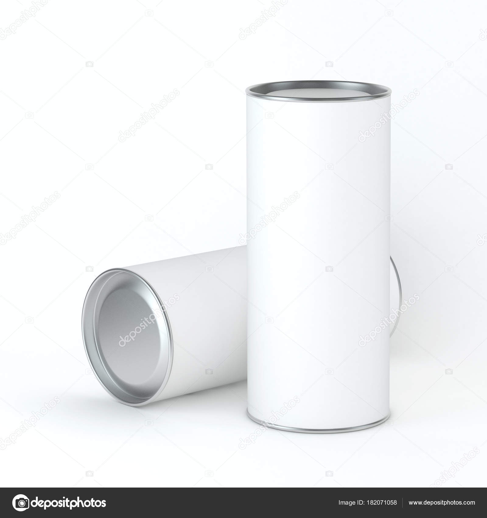 Download Two White Blank Tin Can Packaging Mockup Tea Coffee Dry — Stock Photo © Customdesigner #182071058
