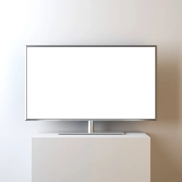 Flat Smart Mockup Blank White Screen Stand Realistic Led Rendering — Stock Photo, Image