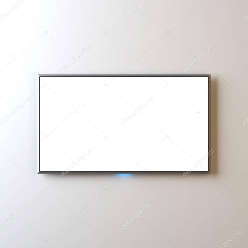 Flat Smart Mockup Blank Screen Hanging Wall Realistic Led — Stock Photo