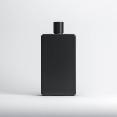 Beyaz arkaplanda siyah şişe modeli, 3 boyutlu görüntüleme