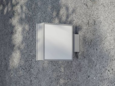 Boş Meydan Mağaza İmza Model, Gri duvarda ışık kutusu şablonu, 3D görüntüleme