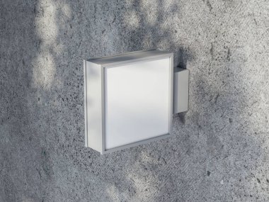 Boş Meydan Mağaza İmza Model, Gri duvarda ışık kutusu şablonu, 3D görüntüleme