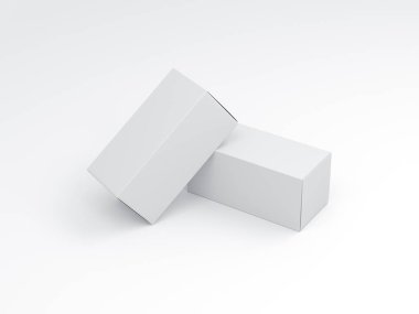 Two White carton Boxes Mockup on white background, 3d rendering