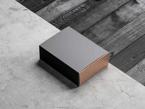 Black Box Mockup Betonu Vykreslování — Stock fotografie