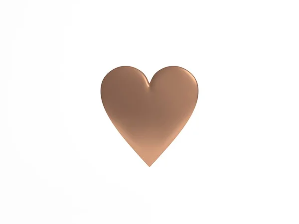 Matte Golden Heart Isolated White Rendering — Stock Photo, Image