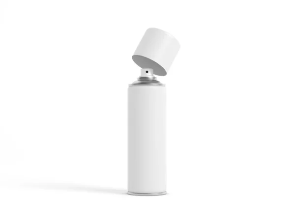 Weiße Farbsprühdosen Flaschenattrappe Mit Geöffnetem Deckel Auf Weißem Hintergrund Rendering — Stockfoto
