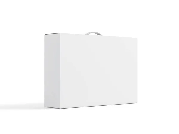 Boîte Carton Blanc Avec Poignée Mockup Isolé Sur Blanc Rendu — Photo