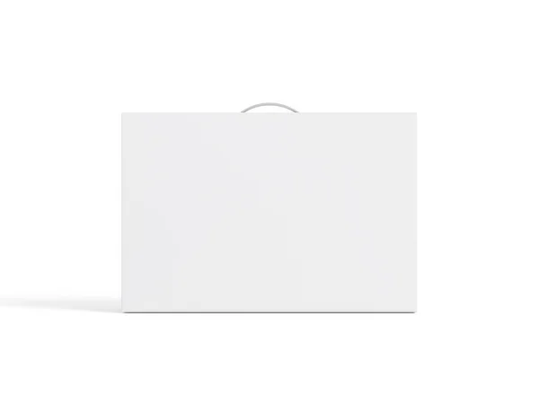 Caja Cartón Blanco Con Mango Mockup Aislado Blanco Renderizado — Foto de Stock