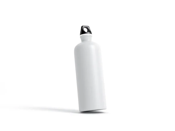 White Aluminium Metal Water Bottle Mockup Isolated White Background Rendering — 图库照片