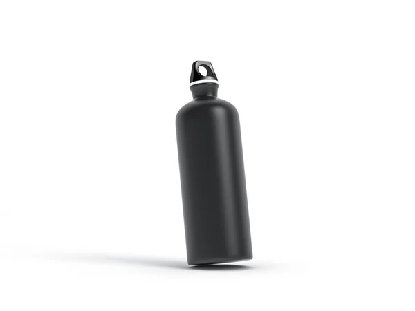 Black Metal Water Bottle Mockup Isolated White Background Rendering — Stock Photo, Image