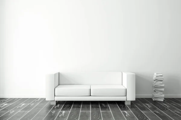 White Sofa Empty Room Rendering — Stock Photo, Image