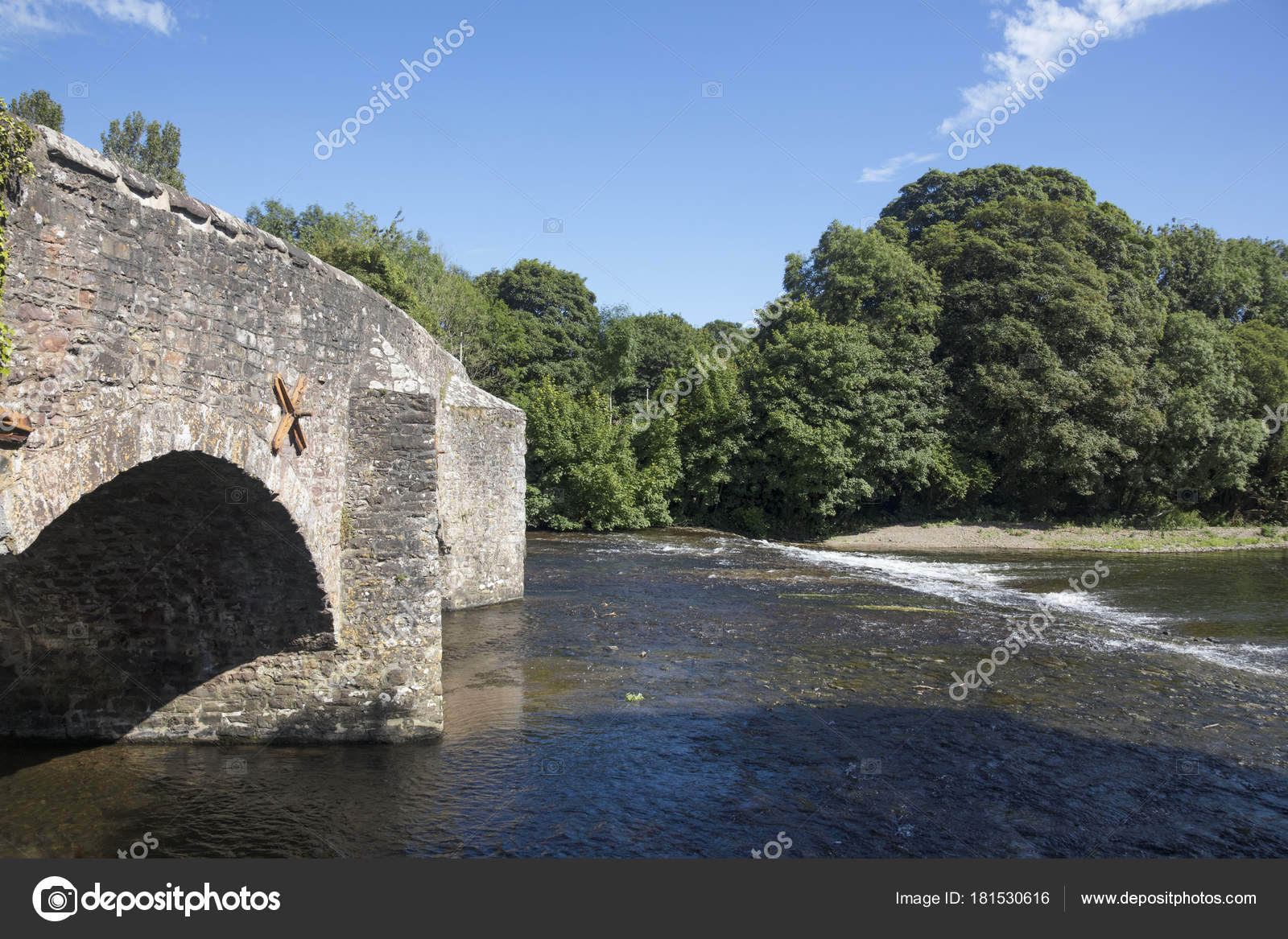 River Exe Flows Arches Medieval Stone Bridge Bickley Devon England — Stock Photo © Panmaule