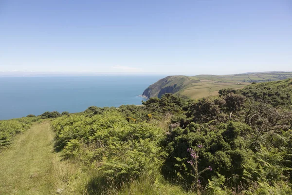 Oländig Kustlinje North Devon England Med Wales Fjärran — Stockfoto