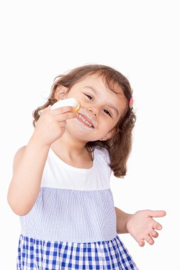 Mutlu kız eatting kahk el bayram