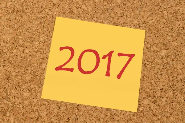 Yellow sticky note - New Year 2017 — Stock Photo, Image