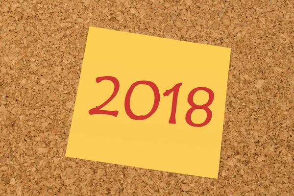 Yellow sticky note - New Year 2018 — Stock Photo, Image