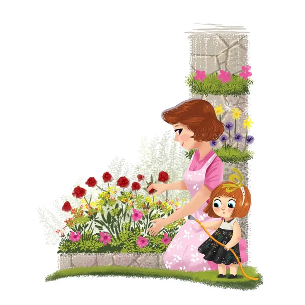 Belíssima flor crianças ilustração — Fotografia de Stock