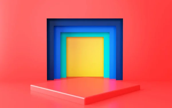 Abstrakt geometrisk form grupp set, minimal portal, 3D-rendering, Scen med geometriska former — Stockfoto