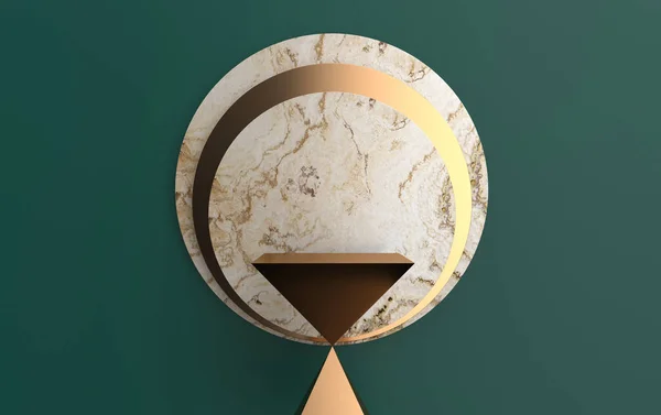 Timglaspiedestal Abstrakt Geometrisk Form Grupp Set Marmor Bakgrund Rendering Scen — Stockfoto